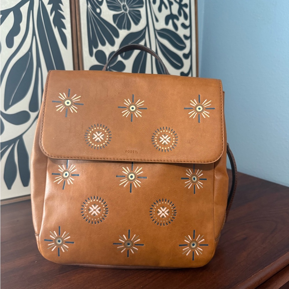 Fossil Brown Leather Backpack